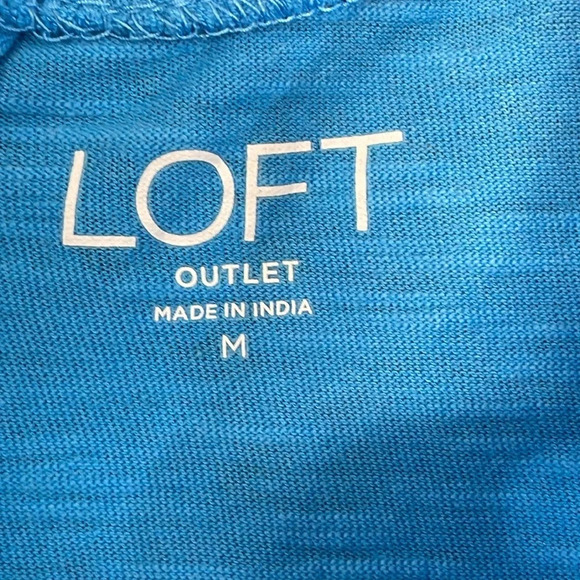 Loft Outlet Flutter Sleeve Eyelet Tie Back Blue Top M - Picture 8 of 12